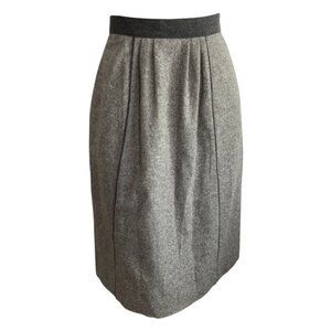 Vintage Lanz Originals Pleated Front Wool Tweed Skirt XS A-line Pockets Birdseye